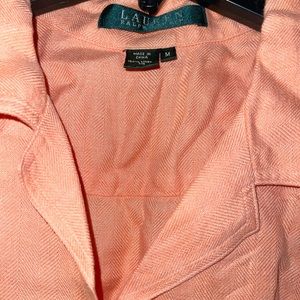 Lauren by Ralph Lauren orange linen button down shirt.